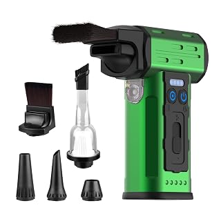SCHNEIDER Compressed Air Duster and Vacuum Cleaner with 2-in-1 Blow & Suction Function, 130000RPM Electric Air Dust with Multi-Speed Adjustable/LED Light for PC Keyboard Cleaning, Car, Home - Amazon product rated Grade A