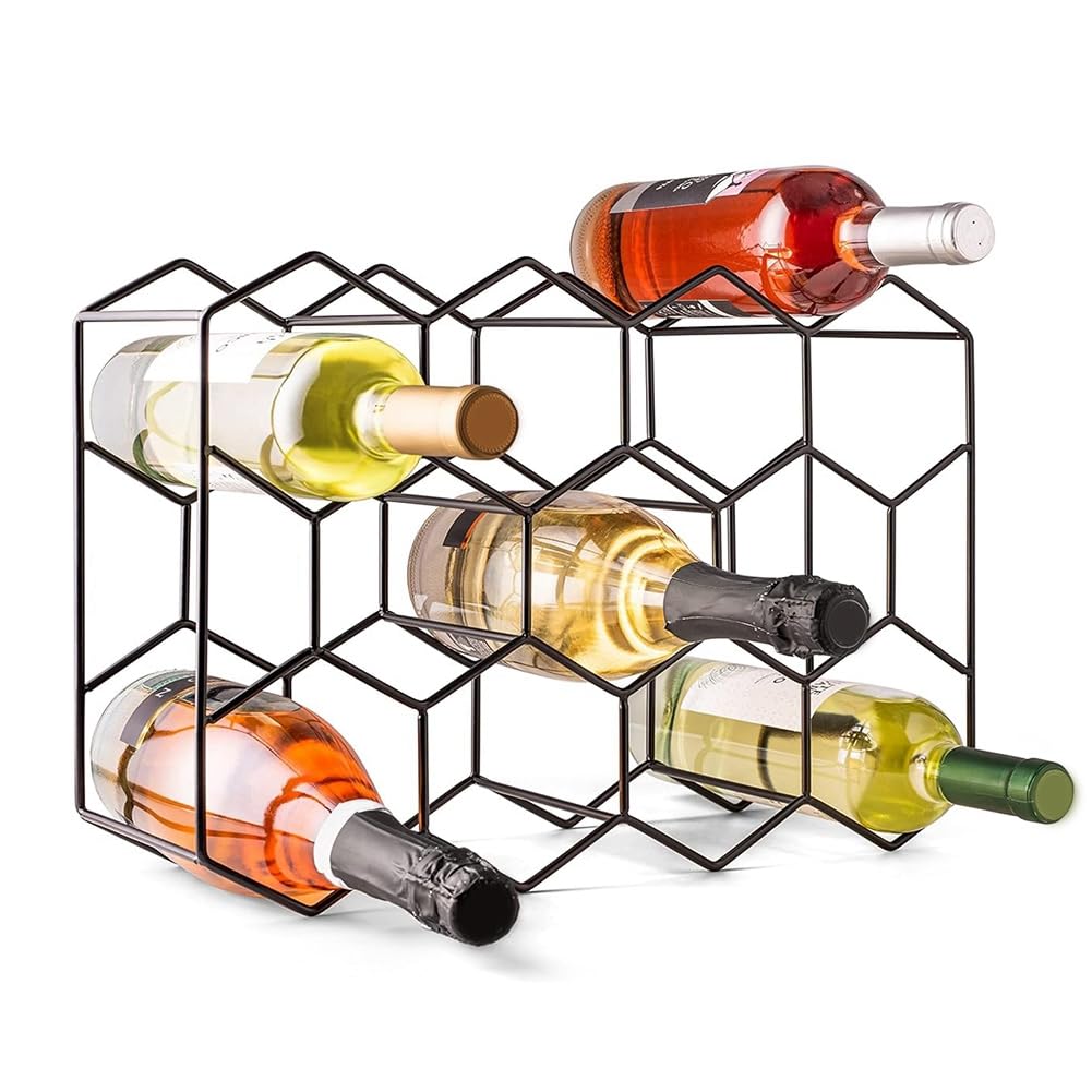 CTRLZS Countertop Wine Rack Stand Freestanding Modern Black Metal Small-3 Tier Tabletop Wine Holder for Cabinet, Pantry