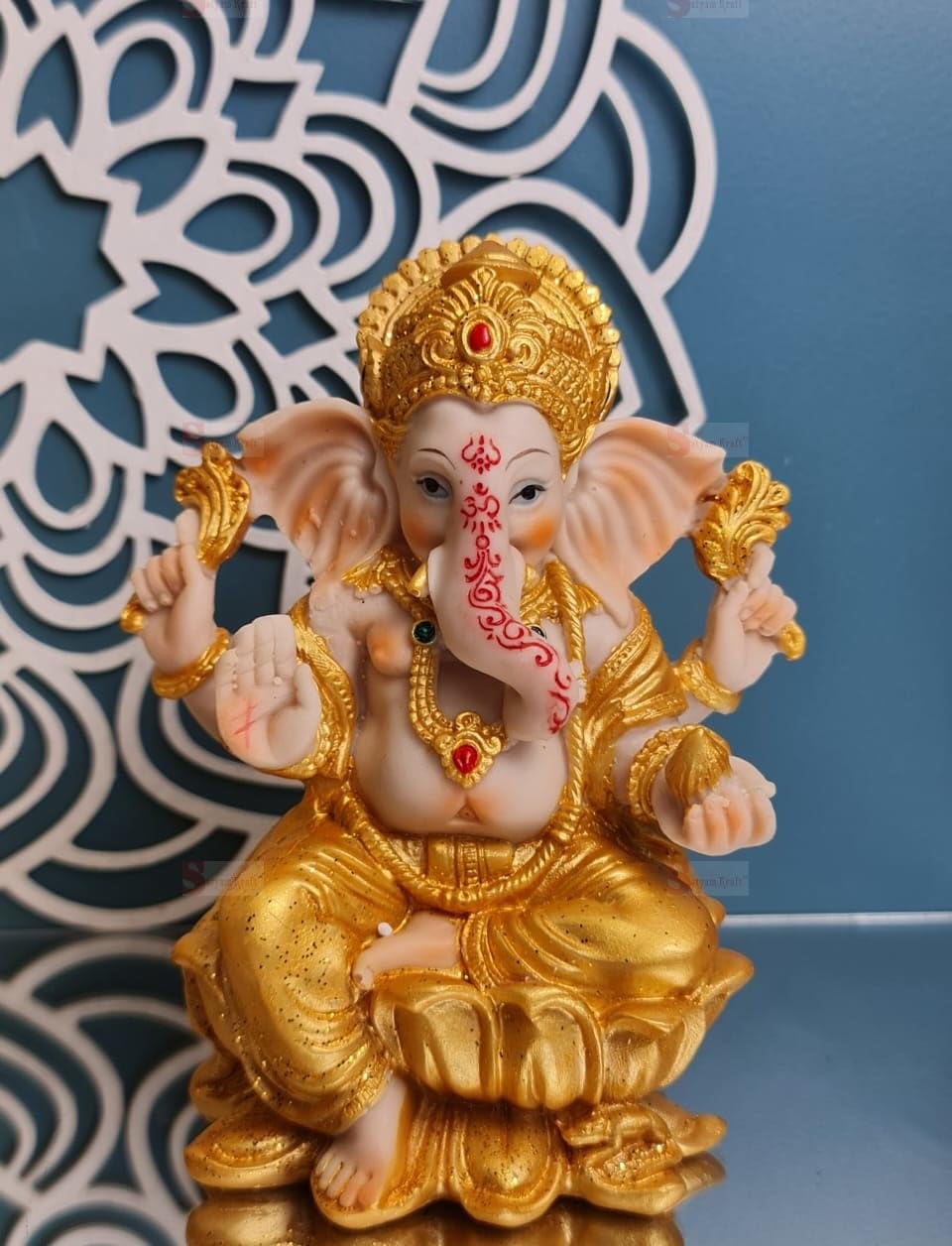 SATYAM KRAFT Resin 1 Piece Premium Decorative Lord Ganesha Statue & Idols for Home, Office, and Pooja for Festivals, Weddings, and Special Occasions, Multicolor