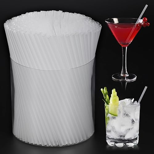 1000 piezas Pajitas cortas desechables para barra de cóctel, 5 pulgadas de largo, 0.16 pulgadas de diámetro, agitadores de café y cóctel, pajitas de