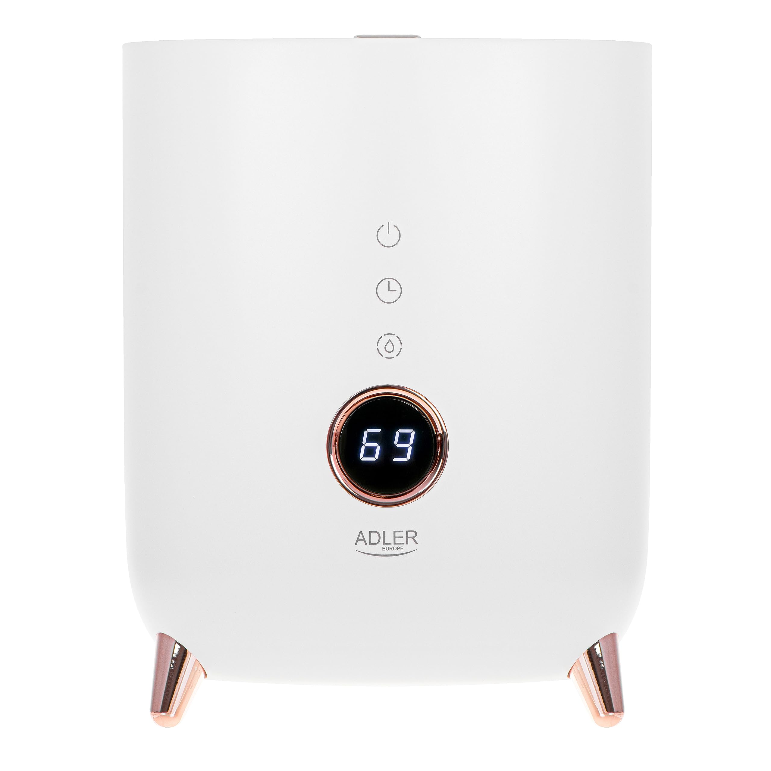 ADLER EUROPE AD 7972 ultradźwiękowy nawilżacz powietrza, ekran LED z przyciskami dotykowymi, zakres pracy do 35 m2, pojemność nawilżania 150-300 ml/h, funkcja aromaterapii (biały)