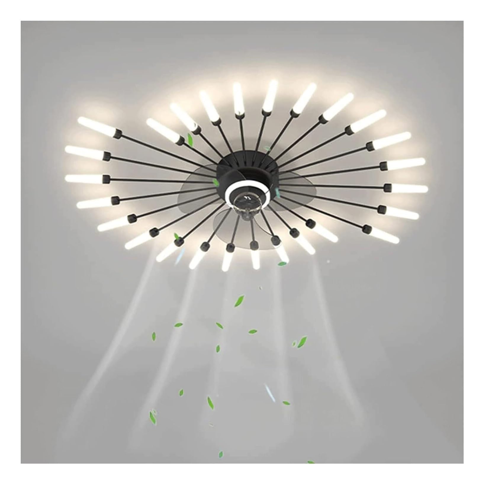 HYKJCSS Ceiling Fan 3 Color Dimming Ceiling Fan Light 6-Gear Wind Speed Flush Mount, 130W Remote Control 26LED With Light