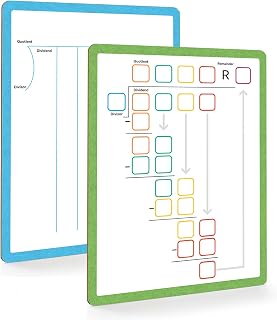 Dry Erase Division Board 9" x 12", Double Side Chart Table Math Manipulatives Lapboard for Kids Students Classroom Home