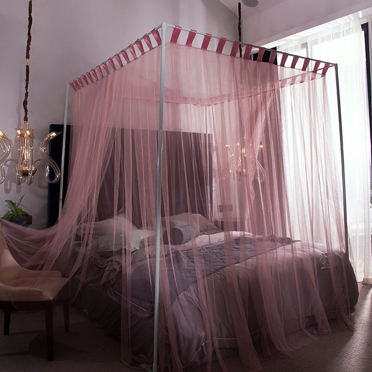 Moustiquaire auvent de lit anti-moustiques en maille fine installation facile lit simple
