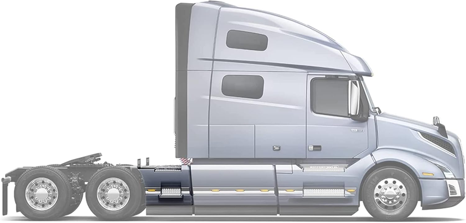 KOZAK Rear Step Side Fairing Panel Right Passenger Side 35" (85 cm) with Steps compatible with Volvo VNL 2018+, Includes Logo with Stripe, 2x 22" Wipers, License Plate Frame, and Vest