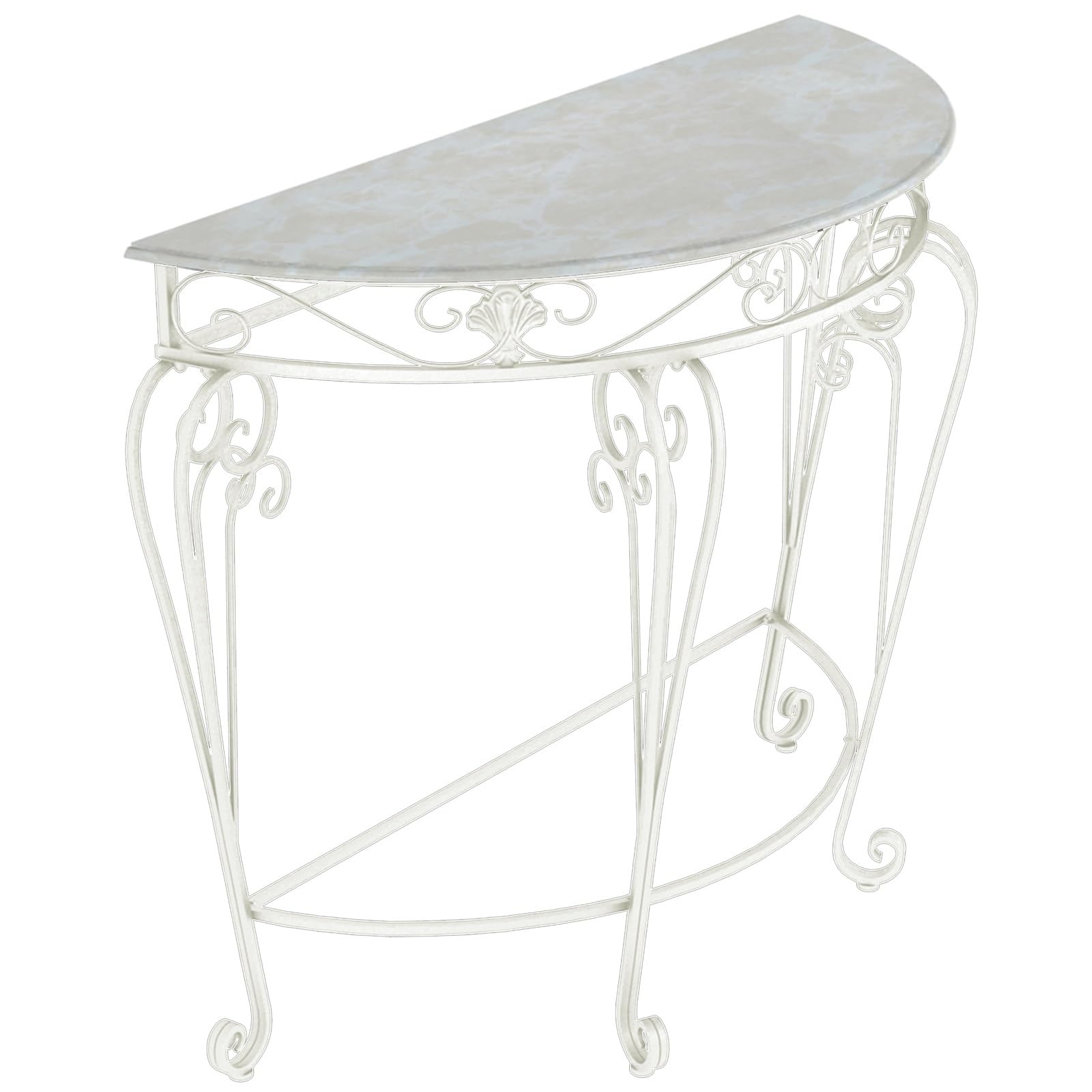 Yclty Half Moon Console Table with Metal Scroll Legs, Top Entryway Table