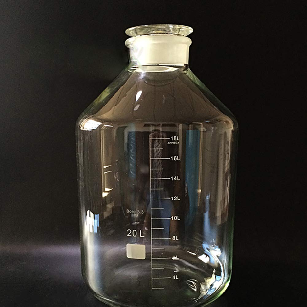 Frasco de reactivo graduado de vidrio de borosilicato con boca ancha de vidrio esmerilado - Capacidad de 7500 ml a 50000 ml(20000ml)