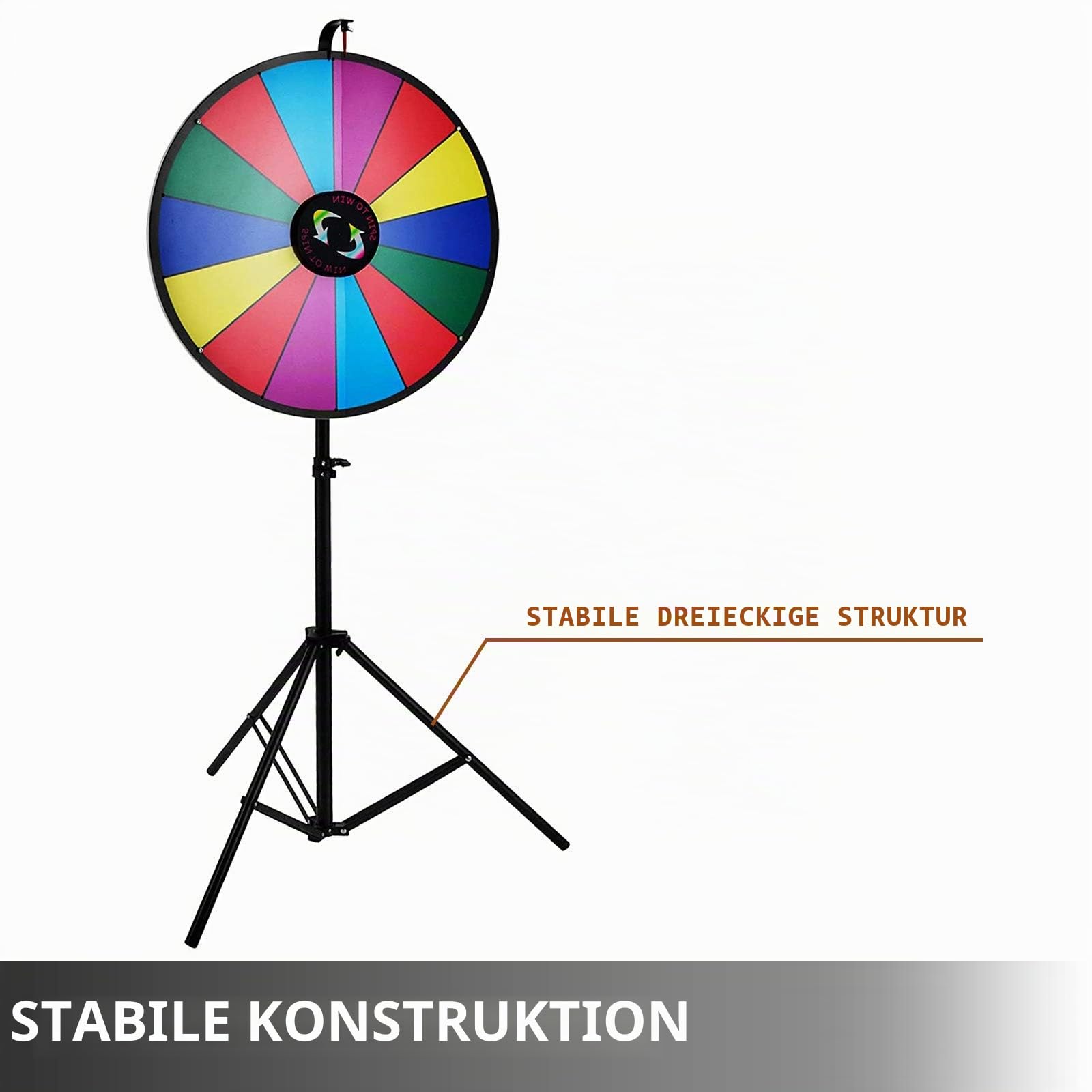 Vevor Rad mit Chromatisch, 61 cm, 14 Rollen, 117 bis 155 cm, bunt, Acryl, trocken abwischbar, mit PVC-Schaum, Prize Wheel 4,3 kg Dry Erase Trade