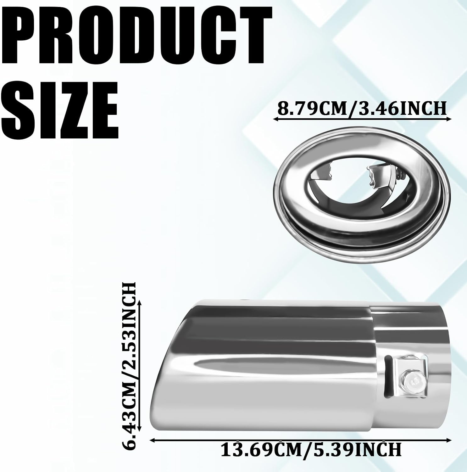 Car Exhaust Tips Muffler Tip Chrome Exhaust Tips, 2.5" Inlet 3.3" Outlet Stainless Steel Straight Exhaust-Pipe Modification Tail Throat Pipe Fit for Most Cars Tailpipe Tip Adjustable(Silver)