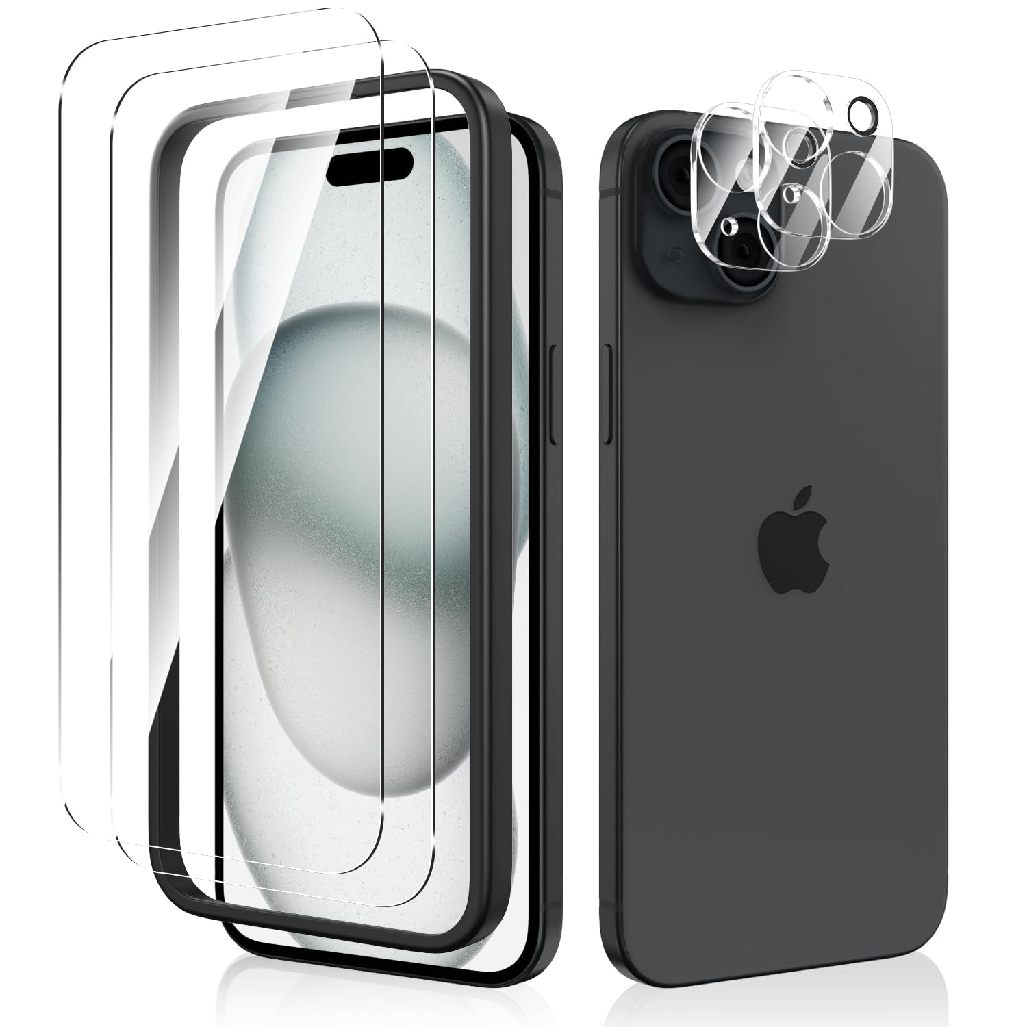 Amazon | iphone 15 ガラスフィルム (2枚)＋iPhone15 用 カメラ 