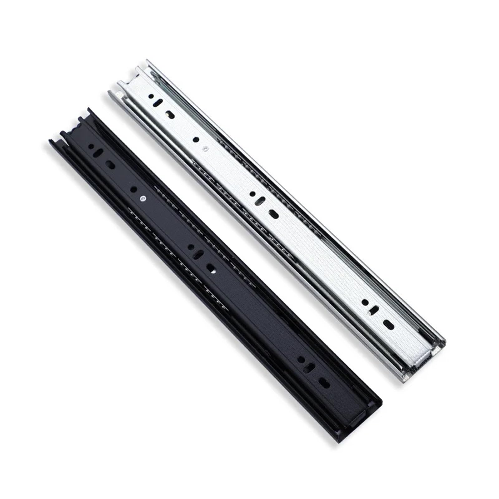 Drawer Slides，1pair Full Extension Slides Side Mount 10-24 inch Ball Bearing Metal Black Rails Track Guide Glides Runners(Routine 24inch60cm)(Routine 18inch 45cm)