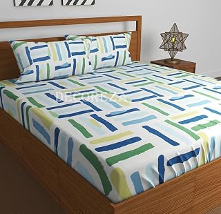 NEW TOWN Premium Cotton Feel Glace Cotton 210 Tc Elastic Fitted Bedsheets with 2 Pillow Covers Double Bed with Corner Elas... Price In India