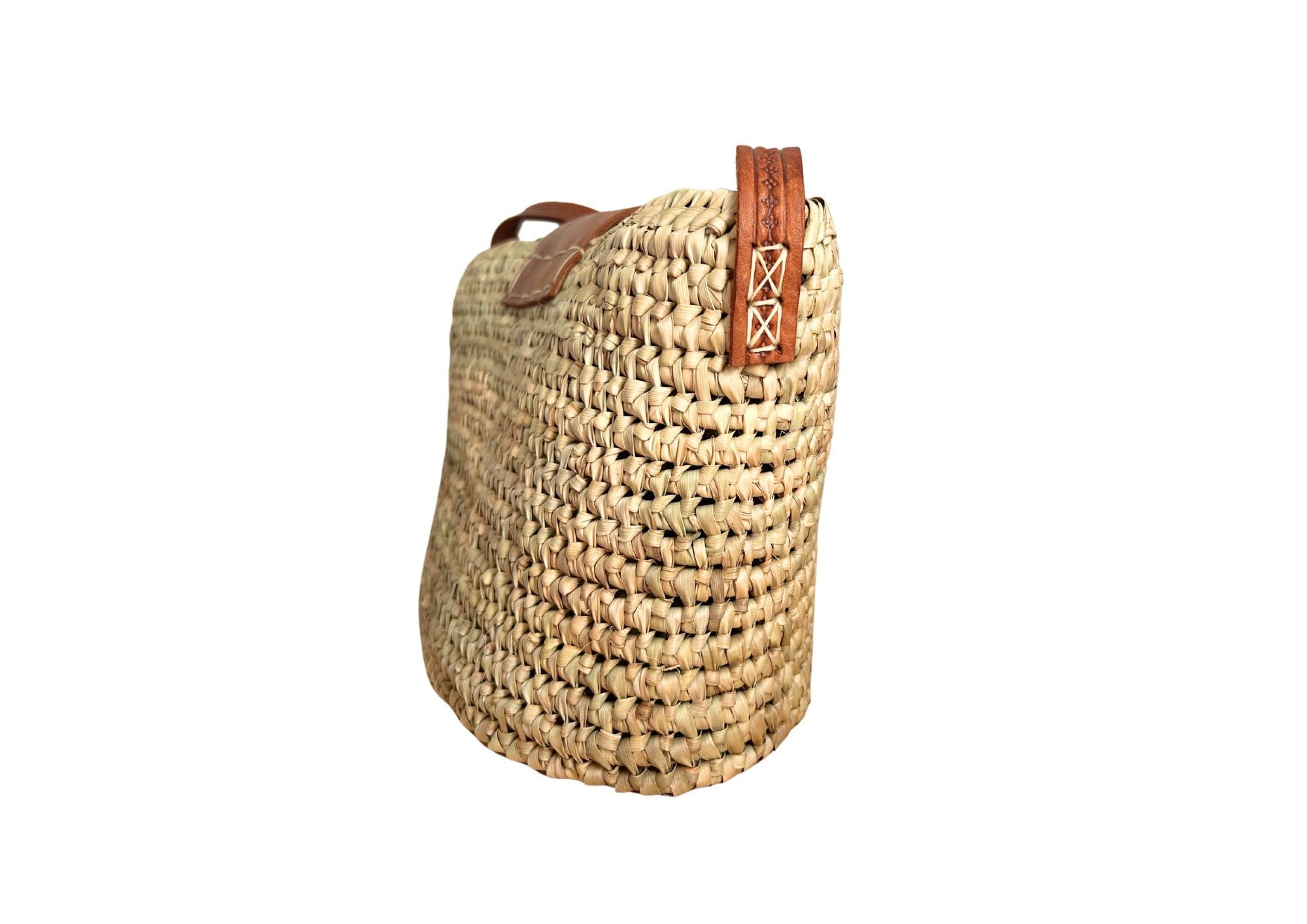 Bolso Bandolera de Mimbre Natural con Detalles en Cuero, Diseño Tejido Artesanal, Estilo Casual