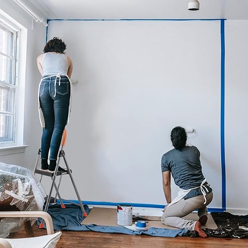 Miniatura 7 de Escalera de 2 escalones, taburete plegable de metal para adultos, escalera plegable de acero portátil para servicio pesado, pedal ancho