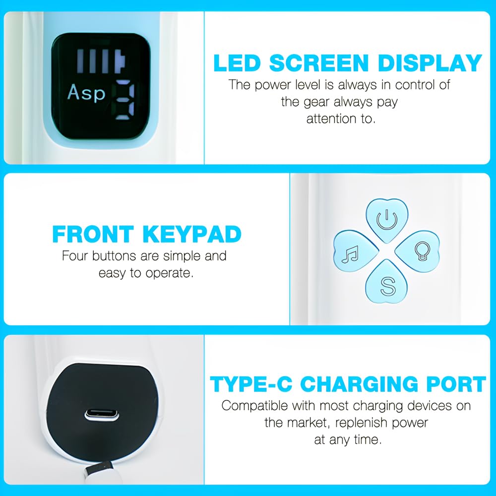 Aspiratore nasale elettrico per neonati, con musica, aspiratore nasale con LED, pulitore naso con 4 punte in silicone, 1 pinzetta