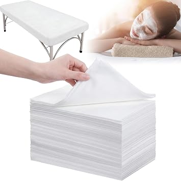 SmoothNovelty 200 Pcs Disposable Massage Table Sheets with Elastic, White