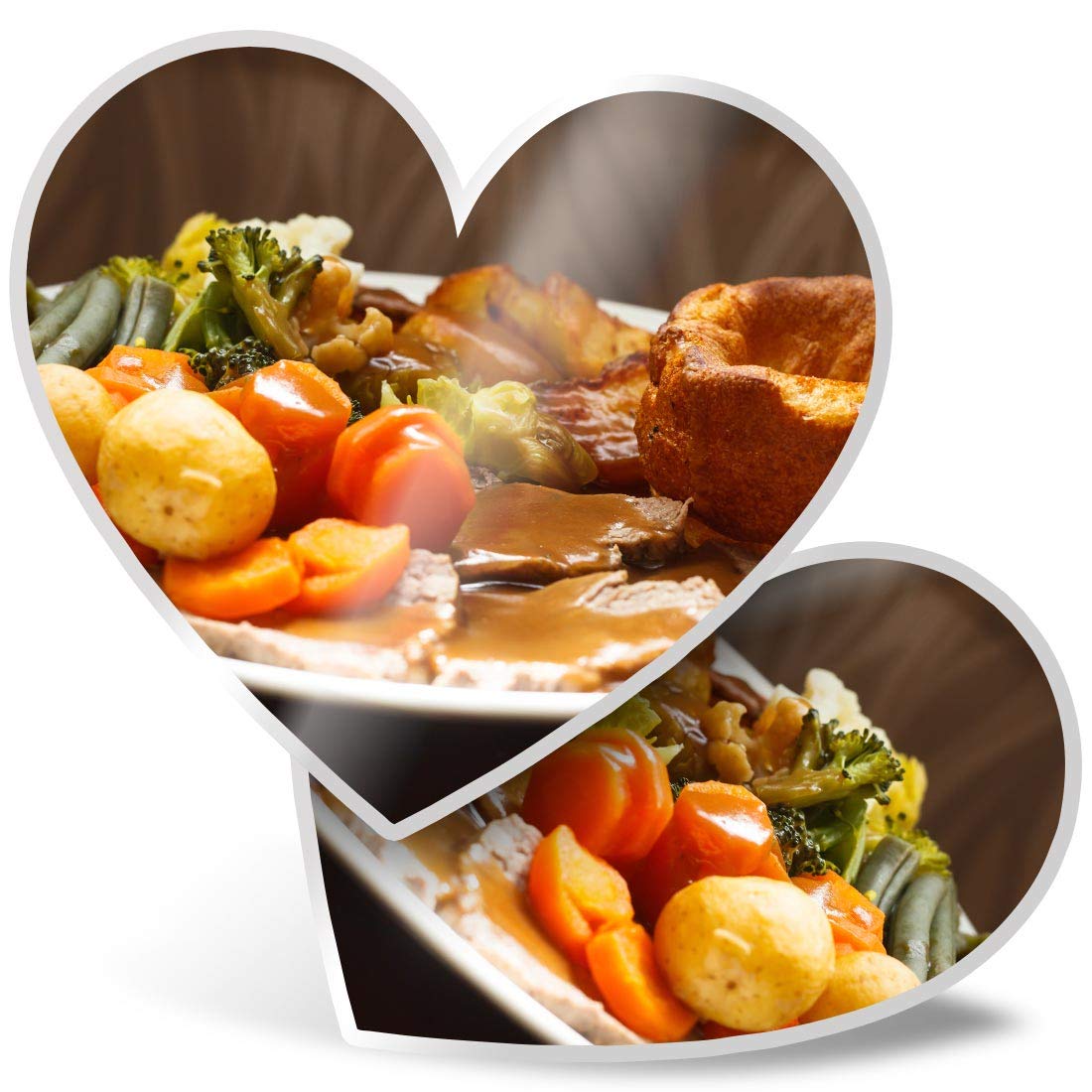 Destination Vinyl Ltd Multi 2 X Heart Stickers 7.5 Cm - Sunday Roast Dinner Pub Lunch Laptop Tablet Luggage Scrapbook #16086