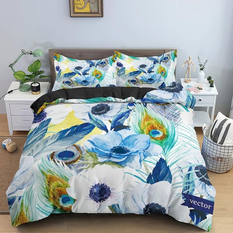 Housse de couette 90x190 fleurs bleues, le cadeau personnalisé idéal pour garçons et filles