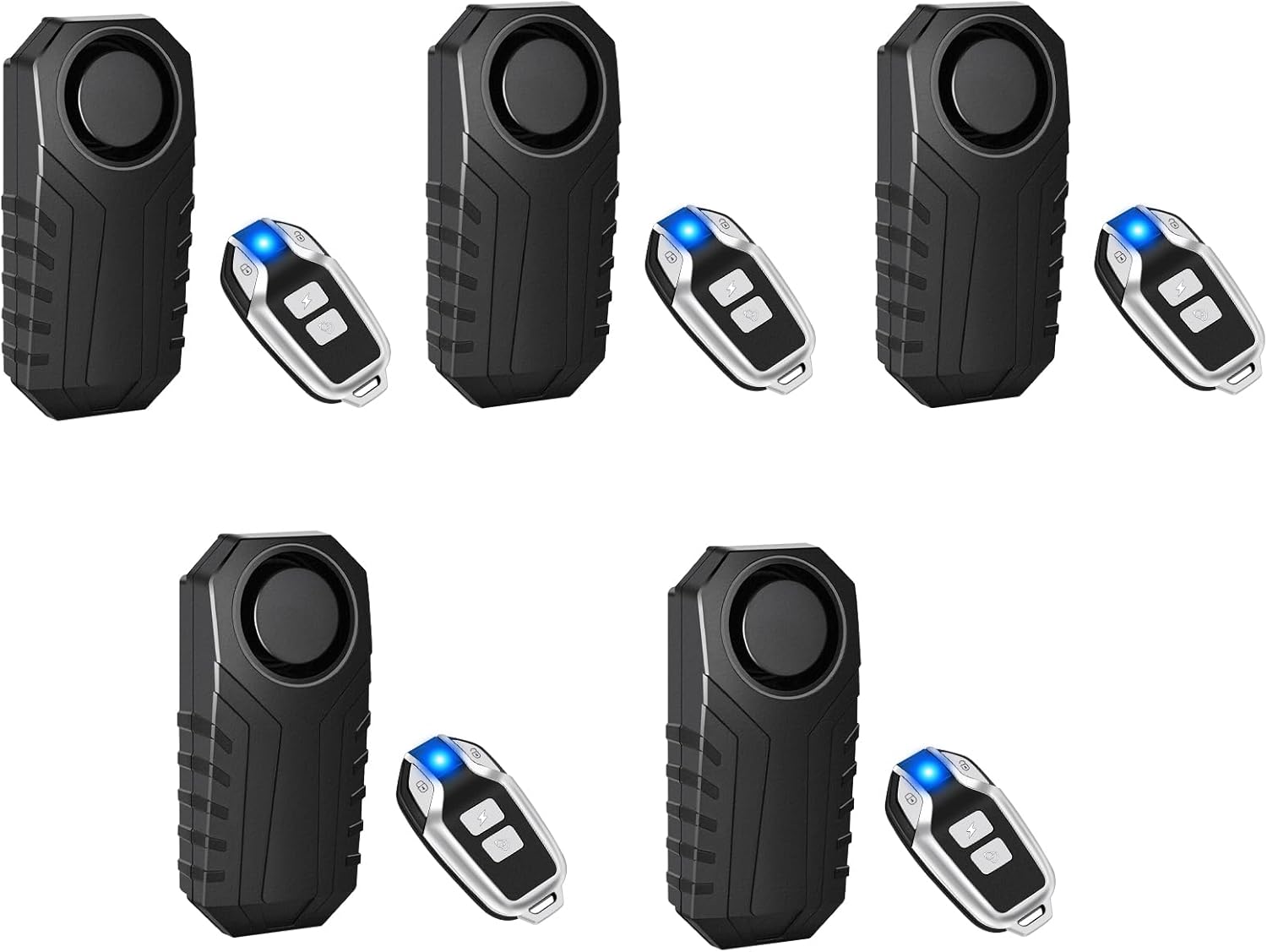 Bike Alarm 5Pcs, Bike Alarms for Ebikes, Alarm for Bike, Motorcycle Alarm Vibration Motion Sensor Cycling Security 113db Super Loud IP65 Waterproof Adjustable Volume Sensitivity