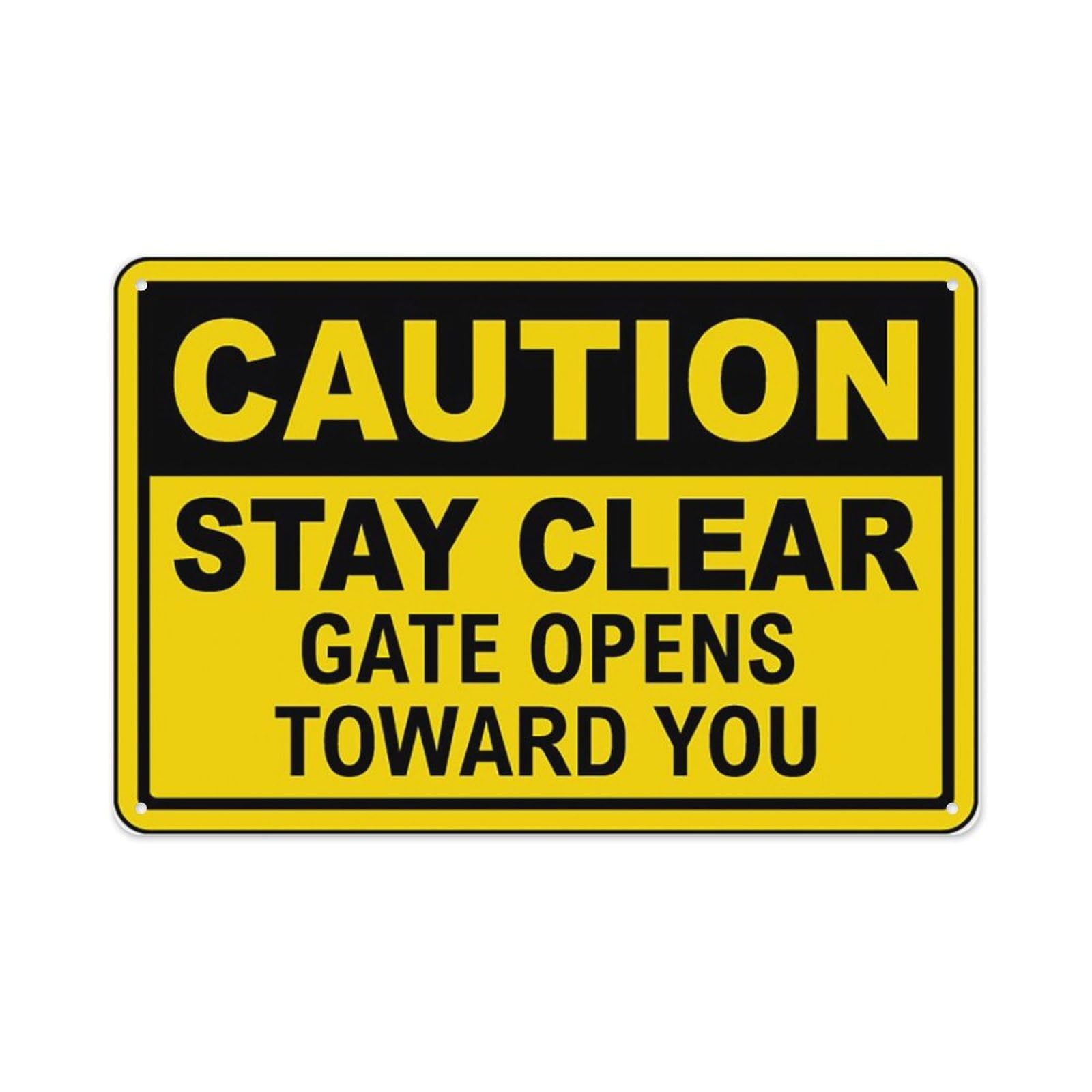 Xingfox Warning Sign 07 Caution Stay Clear Gate Open Toward You Sign Aluminum Tin Warning Signs For Home Outdoor Garden 12X16 Inch