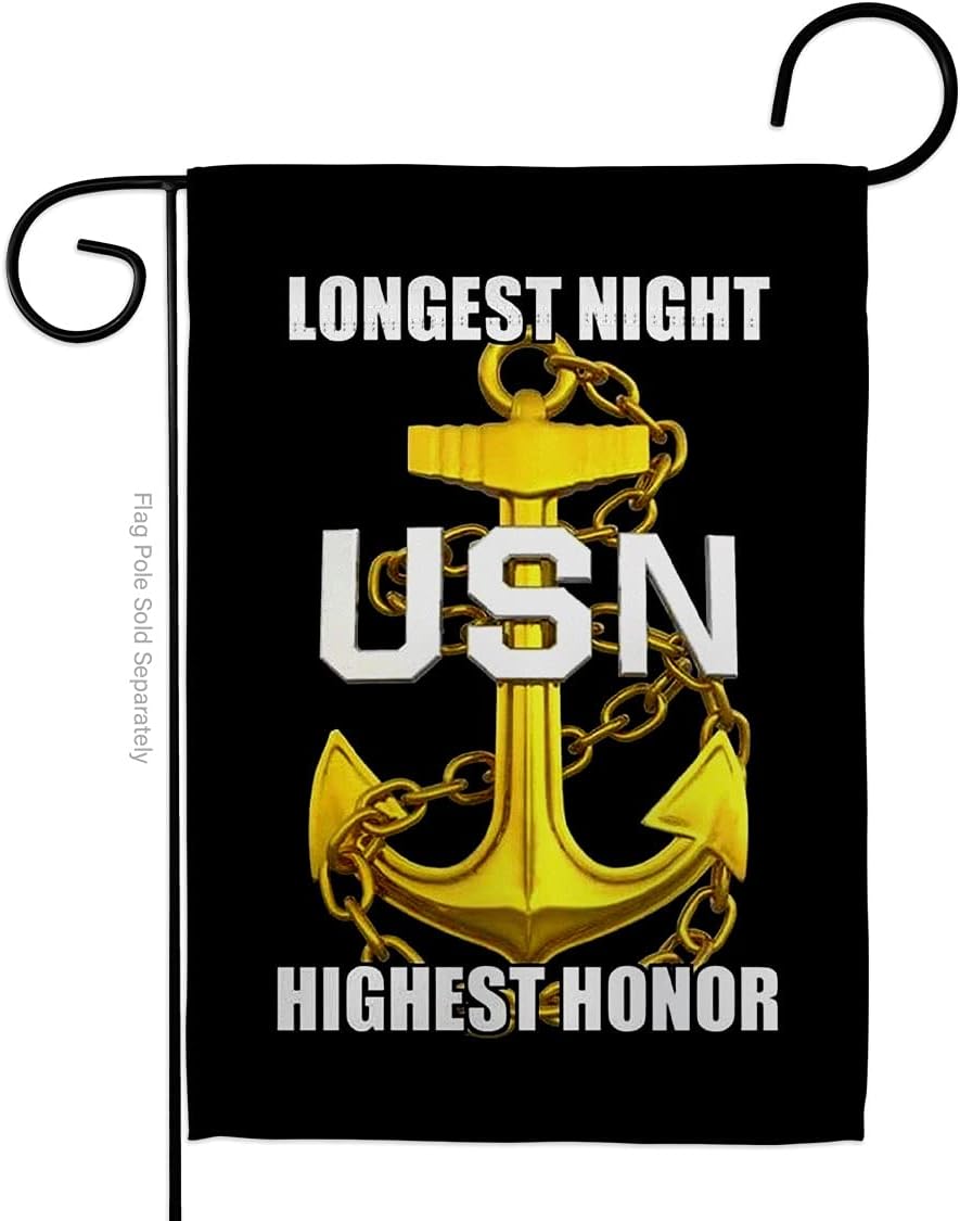 US MILITARY US Navy CPO Chief Petty Officer Flag Armed Forces Double-Sided Lawn Decoration Gift House Garden Yard Banner United State American Military Veteran, 12" x 18.5 Made in USA