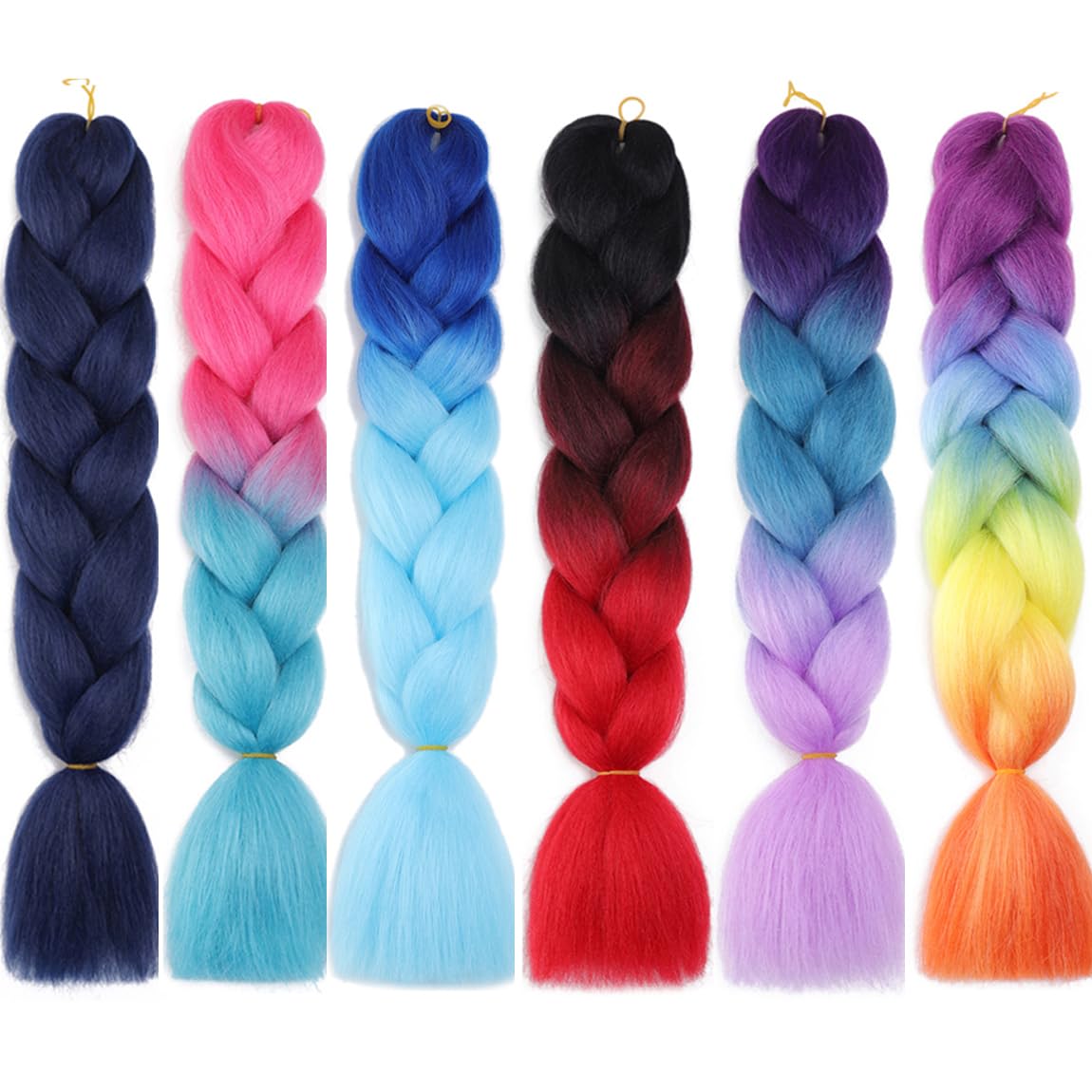 Jumbo Box Braiding Hair Extensions 24 Inch Colored Braiding Hair 6 Packs Ombre Twist Crochet Braids Hair Extension for Women High Temperature