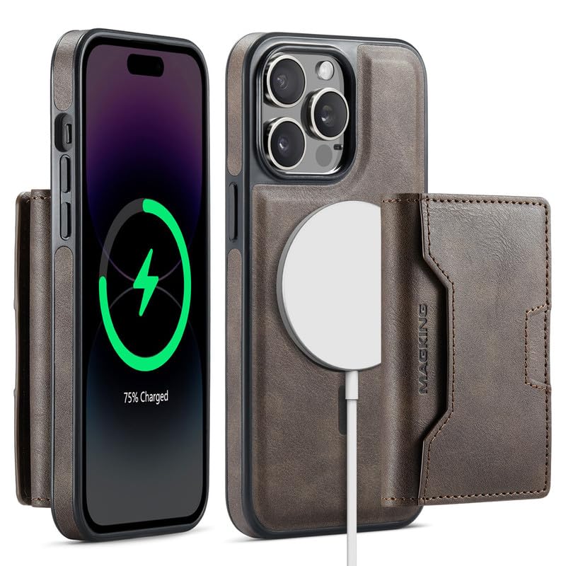 Funda iPhone 14 Pro Max con bloqueo RFID y carga inalámbrica en formato cartera desmontable