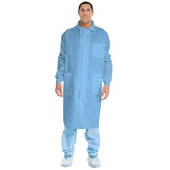 KIMTECH 3-Layer SMS Lab Coats - Blue 2XL - Knit Cuffs & Pockets
