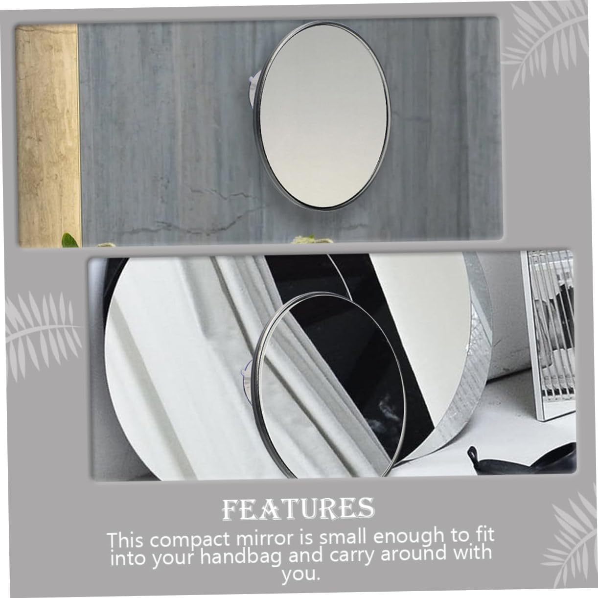 2Pcs Convenient Makeup Mirror with Suction Cup Design Magnifying Cosmetic Mirror for Quick Touch Ups for Travel and Business Trips Easy to Clean and Store