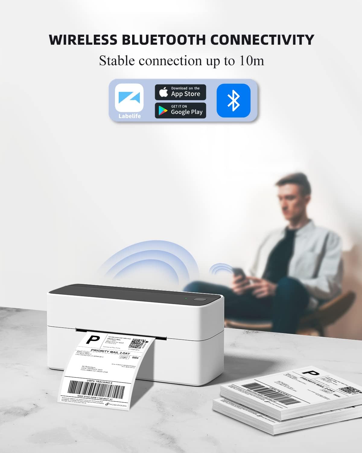 Phomemo Bluetooth Thermal Label Printer, Shipping Label - 4