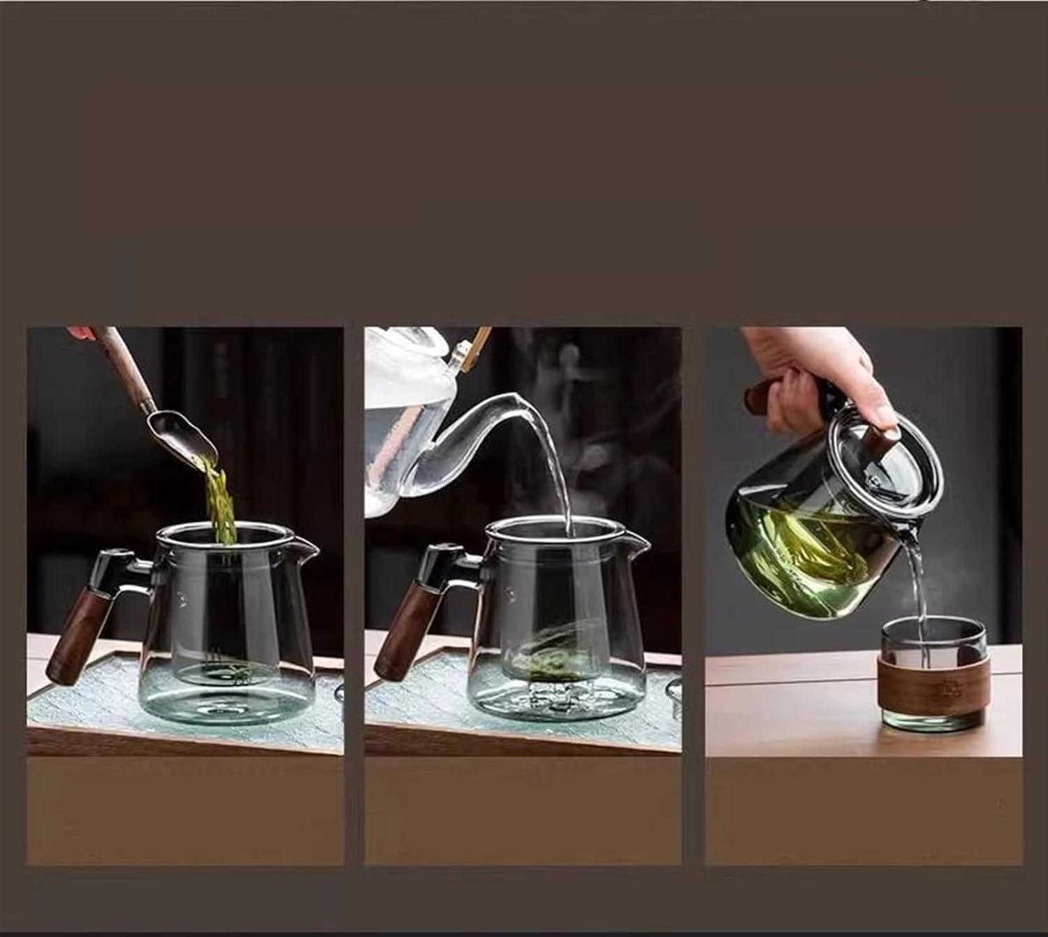 with Handle Household Transparency Filterate for Tea Kitchen Coffee Kettle Tea Set High Borosilicate Glass Tea Pot Travel Tea Set s & Coffee Servers(Transparent 600ML) (Cyan 600ml)