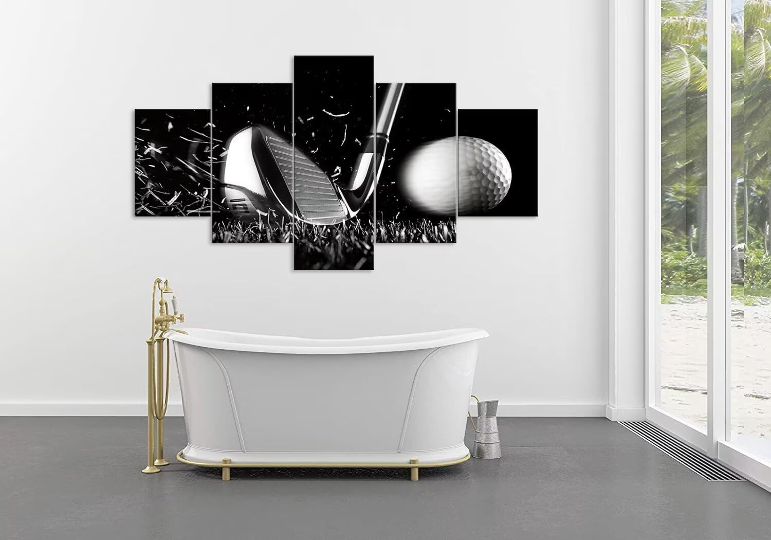 Golf Wall Art for Office Living Room Bedroom Bathroom Home Decorations Golf Art Canvas Prints Golf Ball Pictures Posters Framed Artwork Ready to Hang(60''W x 32''H) - Image 5