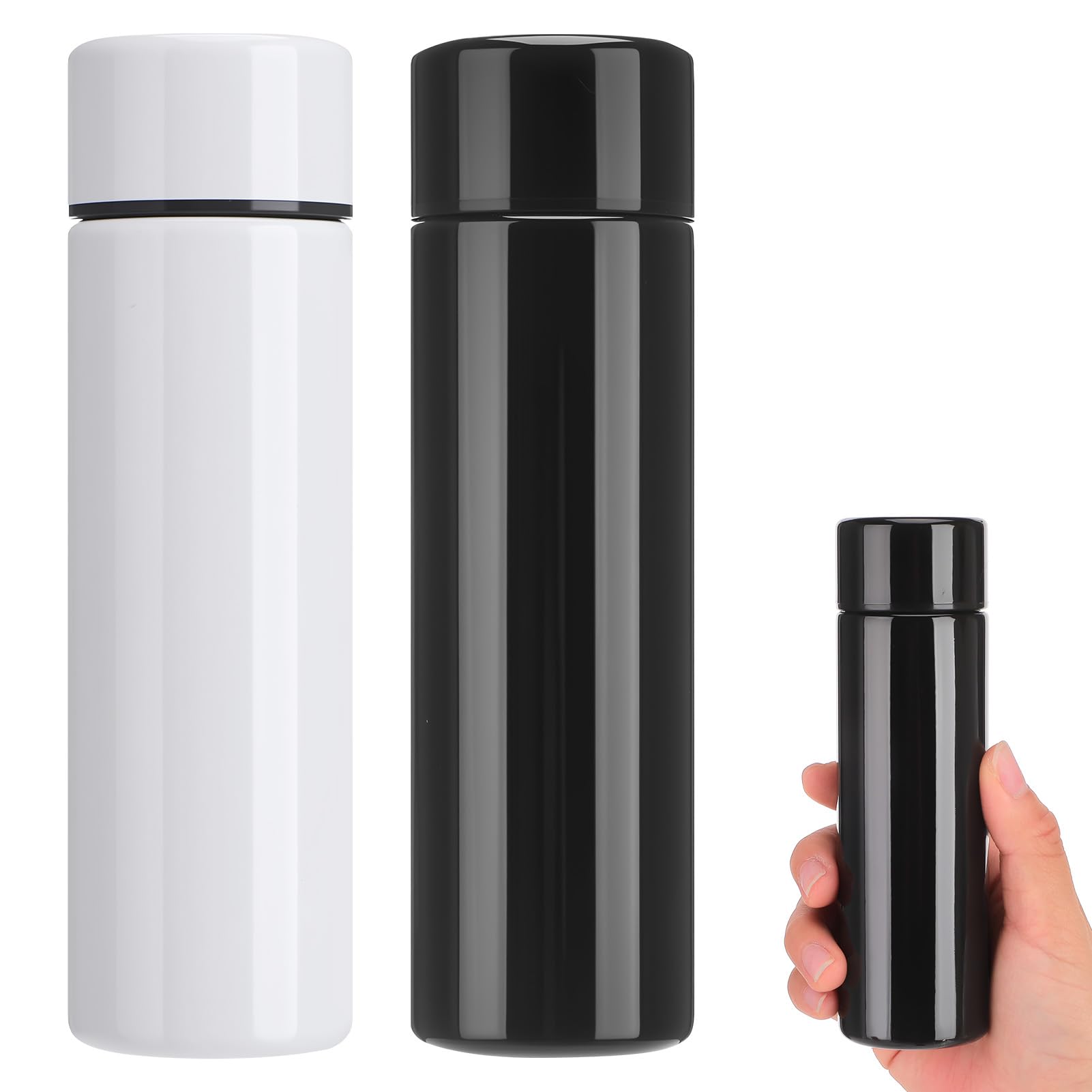 saerryor 2 Pcs Stainless Steel Water Bottle150MLMini Flask Black White