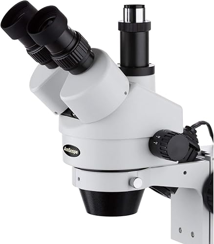 Miniatura 3 de AmScope SM-2TX Microscopio de zoom estéreo trinocular profesional, ocular WH10x, aumento de 3.5X-45X, objetivo de zoom 0.7X-4.5X, iluminación
