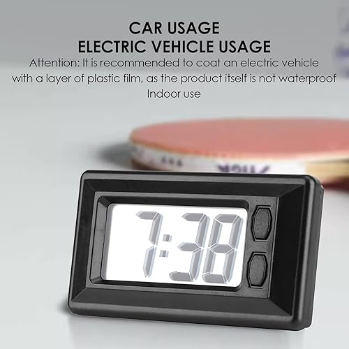 Miniatura 3 de GLOGLOW Reloj digital ultrafino, reloj electrónico digital LCD autoadhesivo con pantalla de calendario para tablero de automóvil, hogar, oficina,