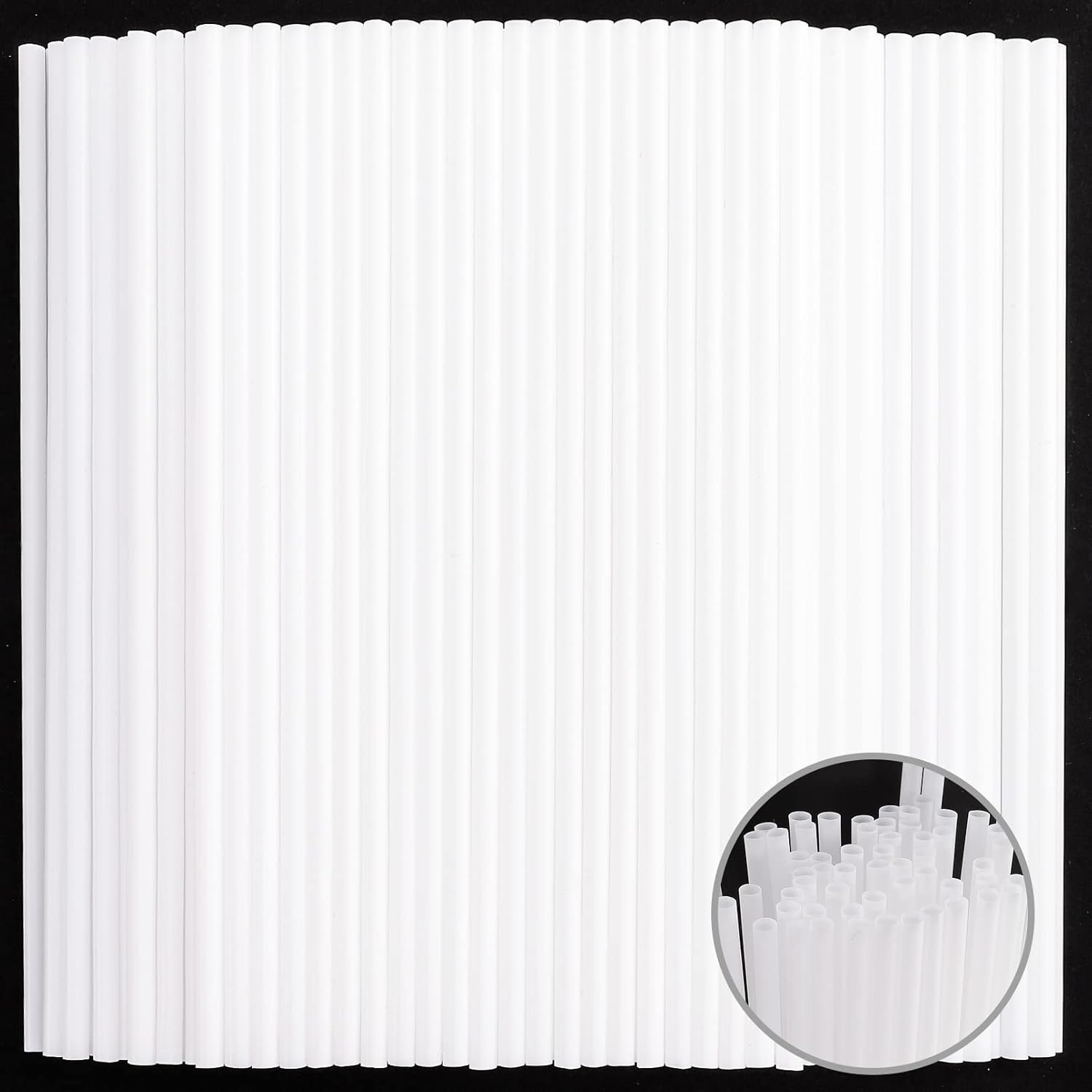 RAIBEATTY Disposable Drinking Straws,500 Pcs White Plastic Straws,BPAFree Plastic