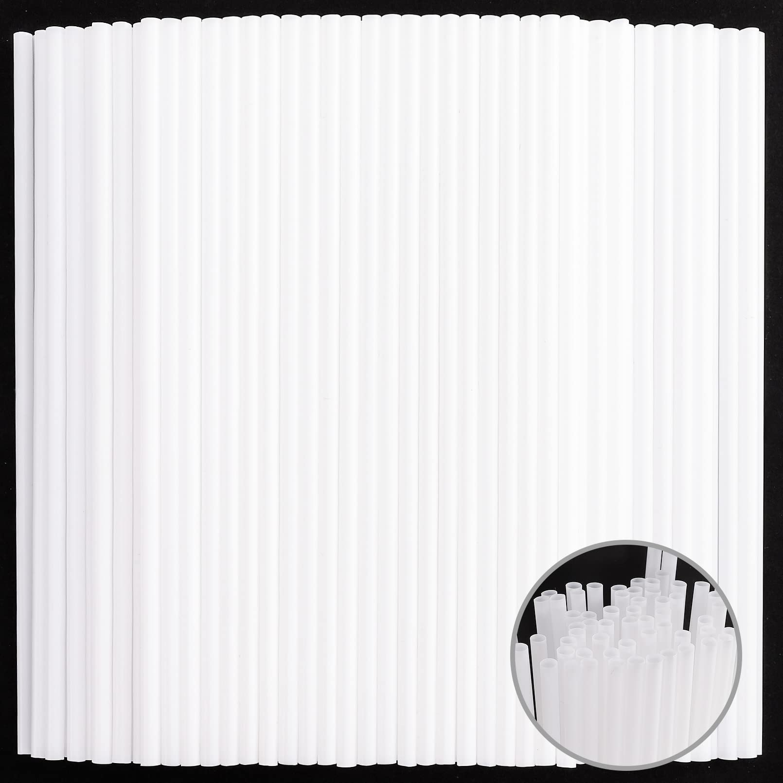 Yihurlm 500 Pcs White Plastic Straws, Disposable Drinking Straws, Extra Long Straw for Party Drinking, Plastic Drinking Straw BPA-Free, 0.23''Diameter