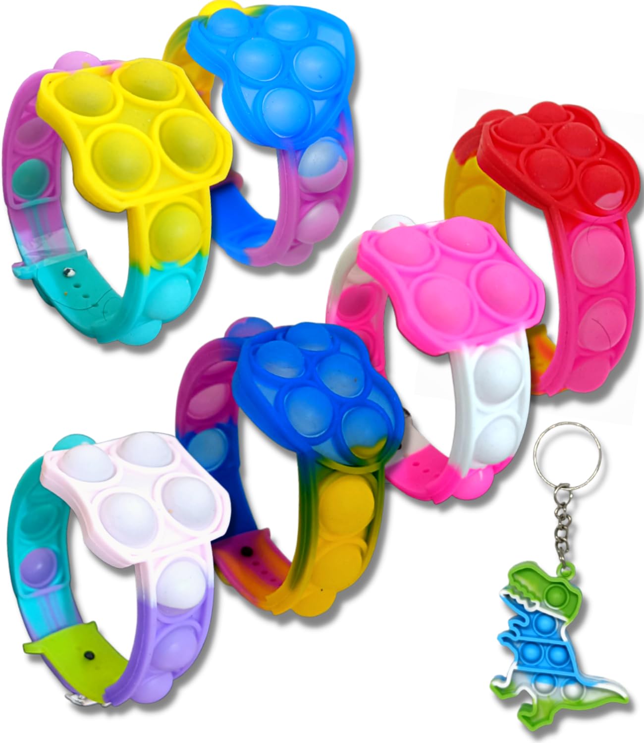 Quarya Pop It Friendship Bands Wrist Bands Bracelets Rainbow Colour Rakhi Poppet Fidget Popping Sensory Toys Silicon Stress Relief Toy for Kids Birthday Return Gifts (6 pcs Plus 1 Popit Keychain) (B0C9WWSPQW) Amazon Price History, Amazon Price Tracker