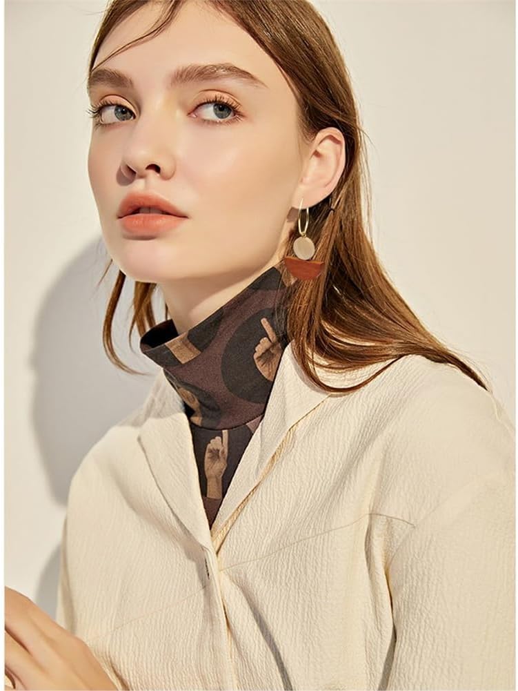 CHUNYANAN Personality Handmade Asymmetrical Round Wooden Earrings Vintage Geometric Leaf Earrings for Women - Image 3