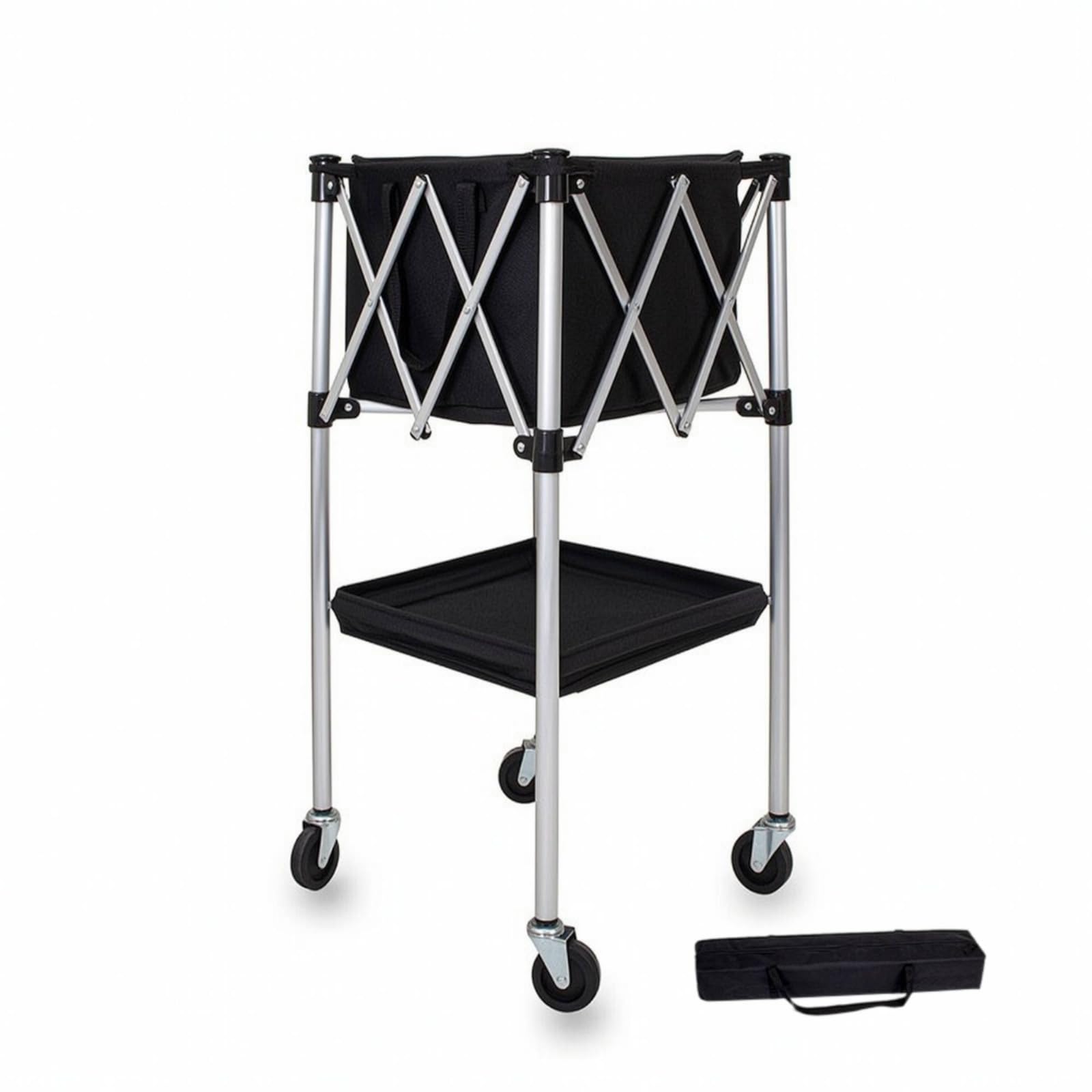 Carrello Porta Palloni Pieghevole Contenitore Cesto Attrezzatura in Lega di Alluminio Struttura, Carrello Da Tennis Modello C Piccolo + Borsa Portaoggetti [Telaio In Lega Di Alluminio]