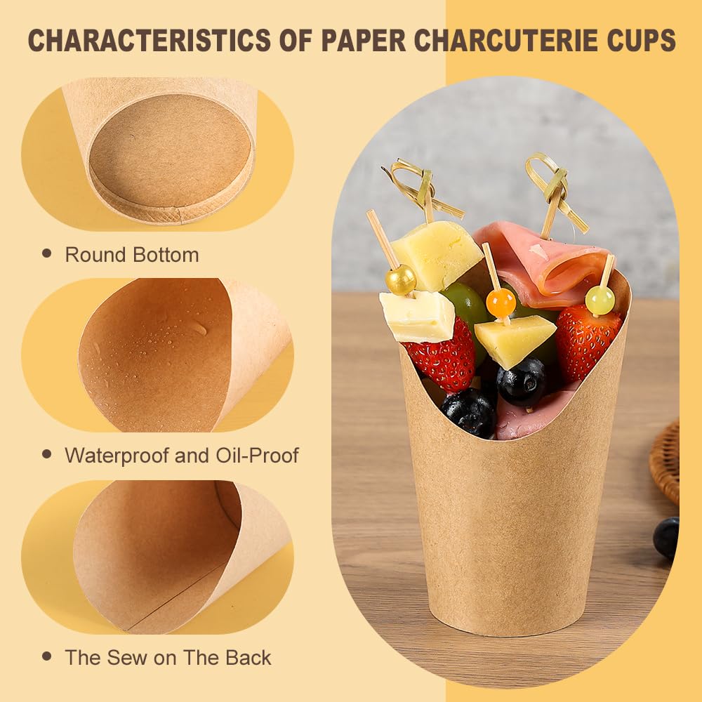 100pcs 12oz Disposable Black Paper Charcuterie Cups With 200 Cocktail Picks - Snack, Dessert, Party Serving Set - View #8