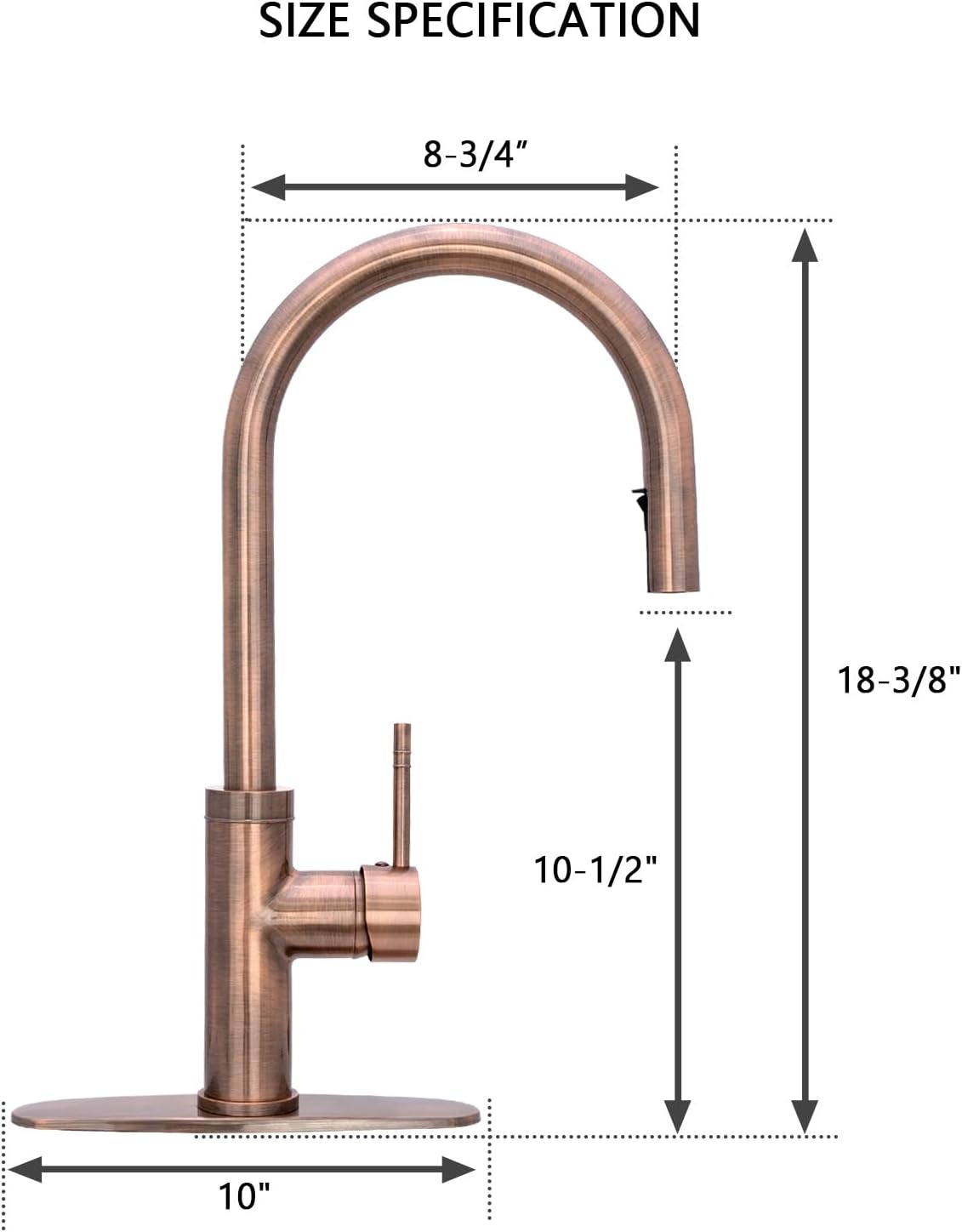 Akicon Pull-Down Sprayer Kitchen Sink Faucet Modern Style Single Handle Single-Hole (Antique Copper)