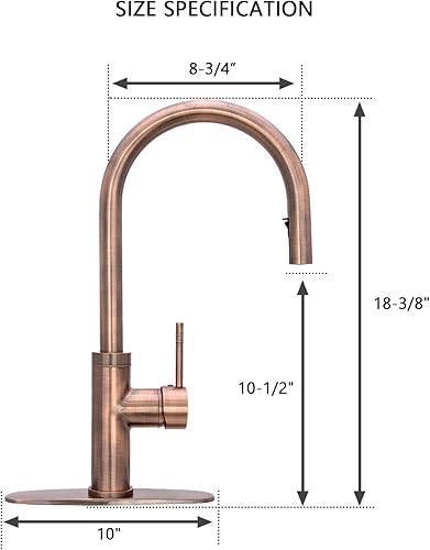 Miniatura 3 de Pulverizador desplegable para fregadero de cocina, estilo moderno, mango único, agujero único (cobre antiguo)
