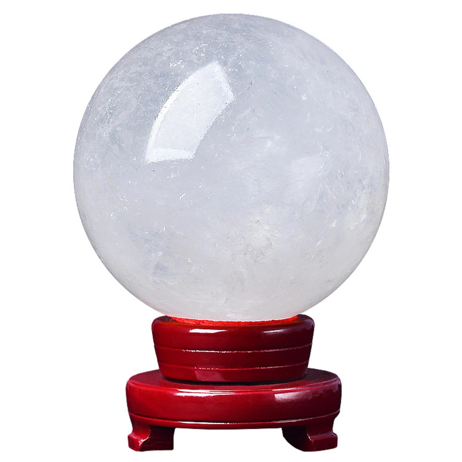 DPURPIWADY Crystal Ball Glass Sphere White Office Transparent Auspicious Feng Shui Stone Carving Polished Gift Ornaments Decorative,9cm