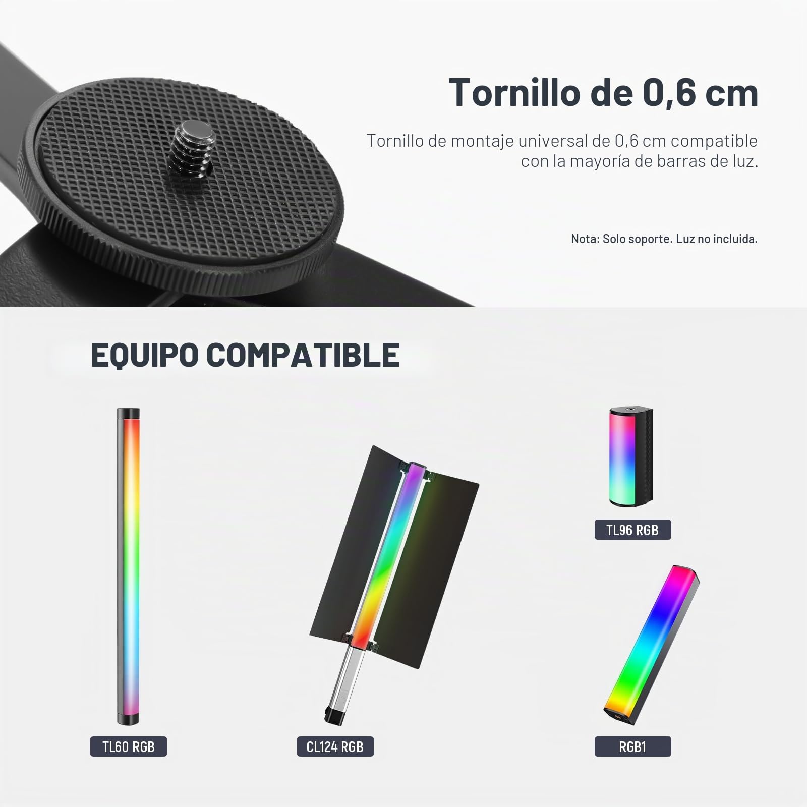 NEEWER Mini Base de trípode de metal para tubo luminoso TL120C TL60 CL124, patas portátil plegable extra estable, soporte de iluminación de mesa, tornillo de 1/4", almohadilla de silicona, ángulo bajo