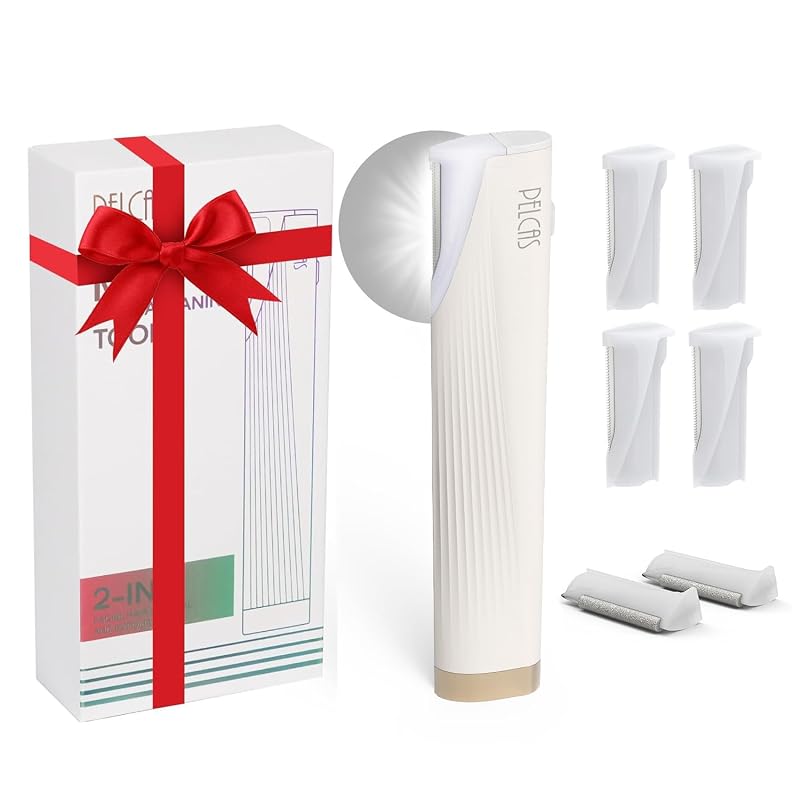 Aparelho elétrico PELCAS para dermaplaning facial com LED e 3 velocidades