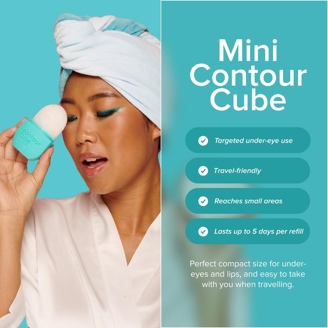 Contour Cube Mini - Revolutionary Ice Roller for Sculpting & De-Puffing - Face Ice Roller & Massager - Ice Mold for Face - Compact Skin Care Tools for Daily Skincare & Travel - Mint