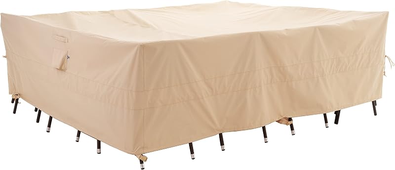 Extra Large Patio Furniture Set Cover, 180W x 96D x 36H, Beige | Waterproof, Heavy Duty, Anti-fading, High Wind Resistant, Anti-UV