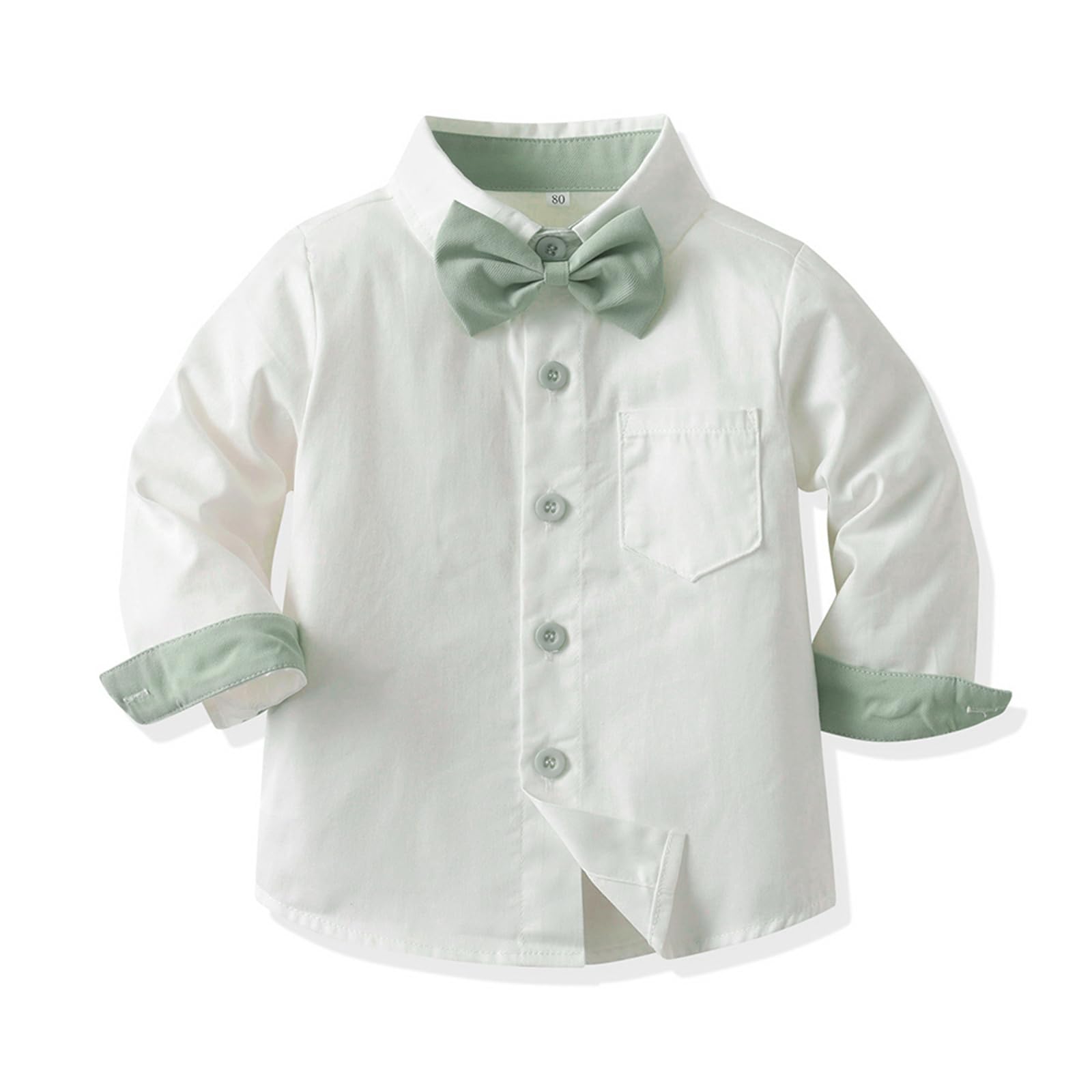 Formelles Anzug-Set für Kleinkinder Jungen Langarm-Shirt mit Fliege Strapshose Hochzeitskleid