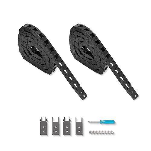 Miniatura 34 de 2 unidades de 39.4 pulgadas de cadena de arrastre tipo abierto R28 cadena de cable de alambre para fresadora CNC e impresora 3D, 2 pares adicionales